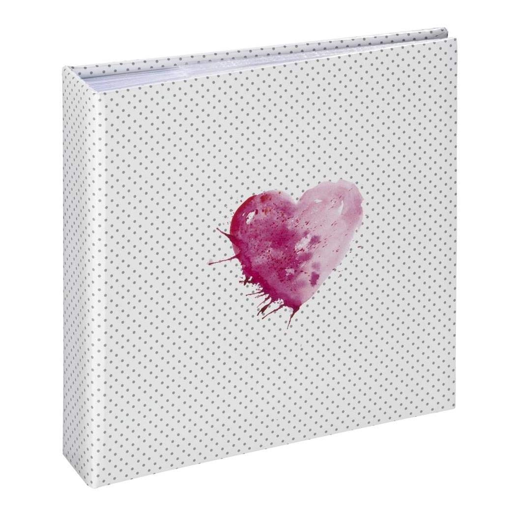 Hama Album traditionnel "Lazise" (taille de l'album de 22,5 x 22 cm, pour 200 photos au format 10 cm x 15 cm, 100 pages, avec pochette CD, élégant) Blanc/Noir/Rose