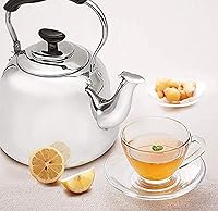 Vista 7 de Hervidor de té silbante de acero inoxidable para estufa, tetera de 2 cuartos de galón de ebullición rápida con mango plegable de tacto frío