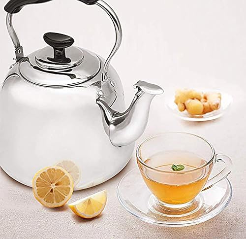 Miniatura 7 de Hervidor de té silbante de acero inoxidable para estufa, tetera de 2 cuartos de galón de ebullición rápida con mango plegable de tacto frío,