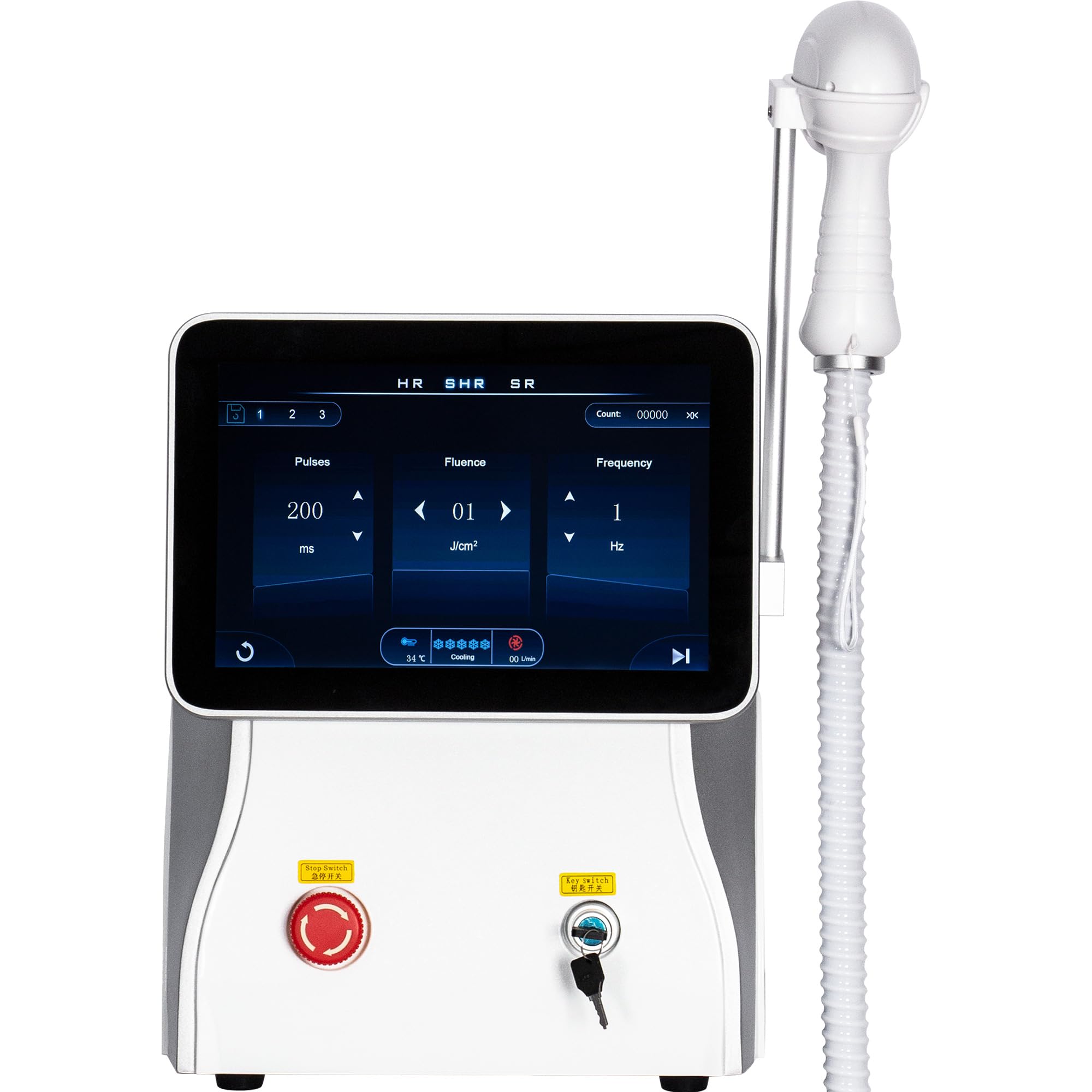 Dispositivo profesional de depilación láser de diodo de 808 nm, depilación permanente e indolora, pantalla de alta definición, con mango refrigerado, apto para uso doméstico y en spas.