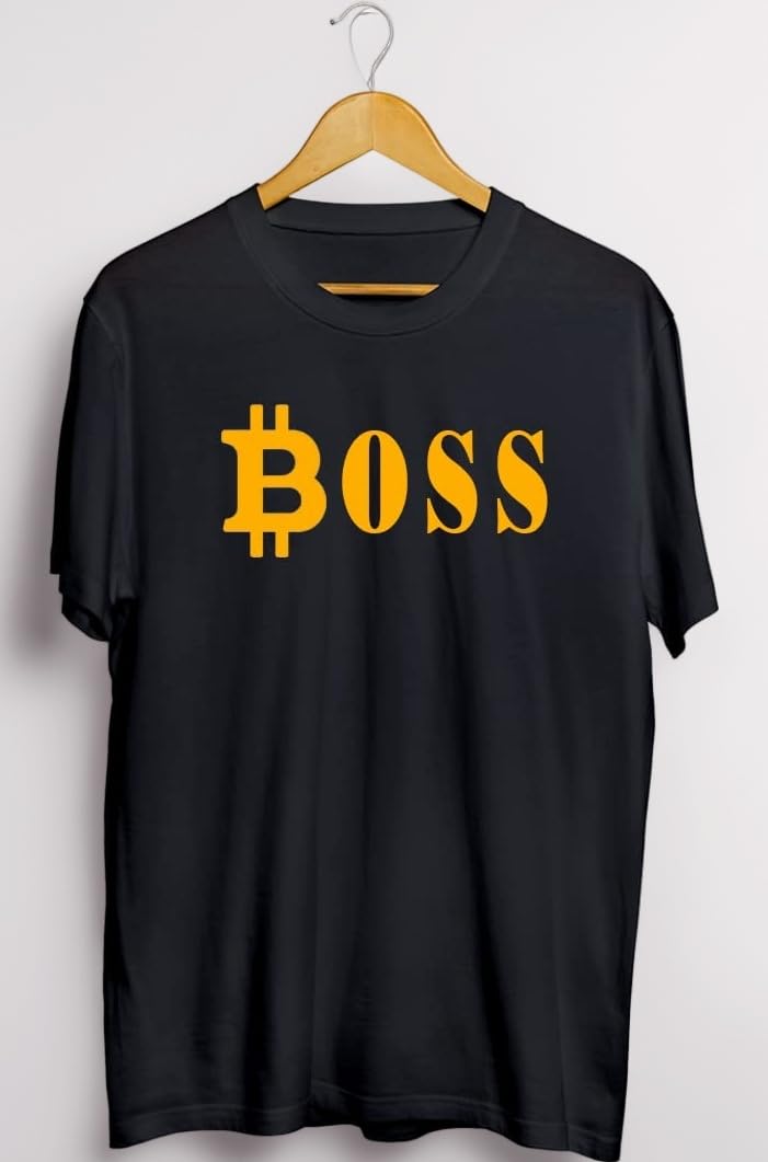 The Boss of Bitcoin Black Round Neck T-Shirt for Boy's