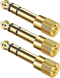 AncableHeadphone Adapter 3.5mm Female to 6.35mm Male, 3 Pack 1/4 inch to 1/8 inch Stereo Aux Jack Headphone Adapter Gold Plated 6.35mm to 3.5mm Jack Converter for Digital Piano, Keyboard
