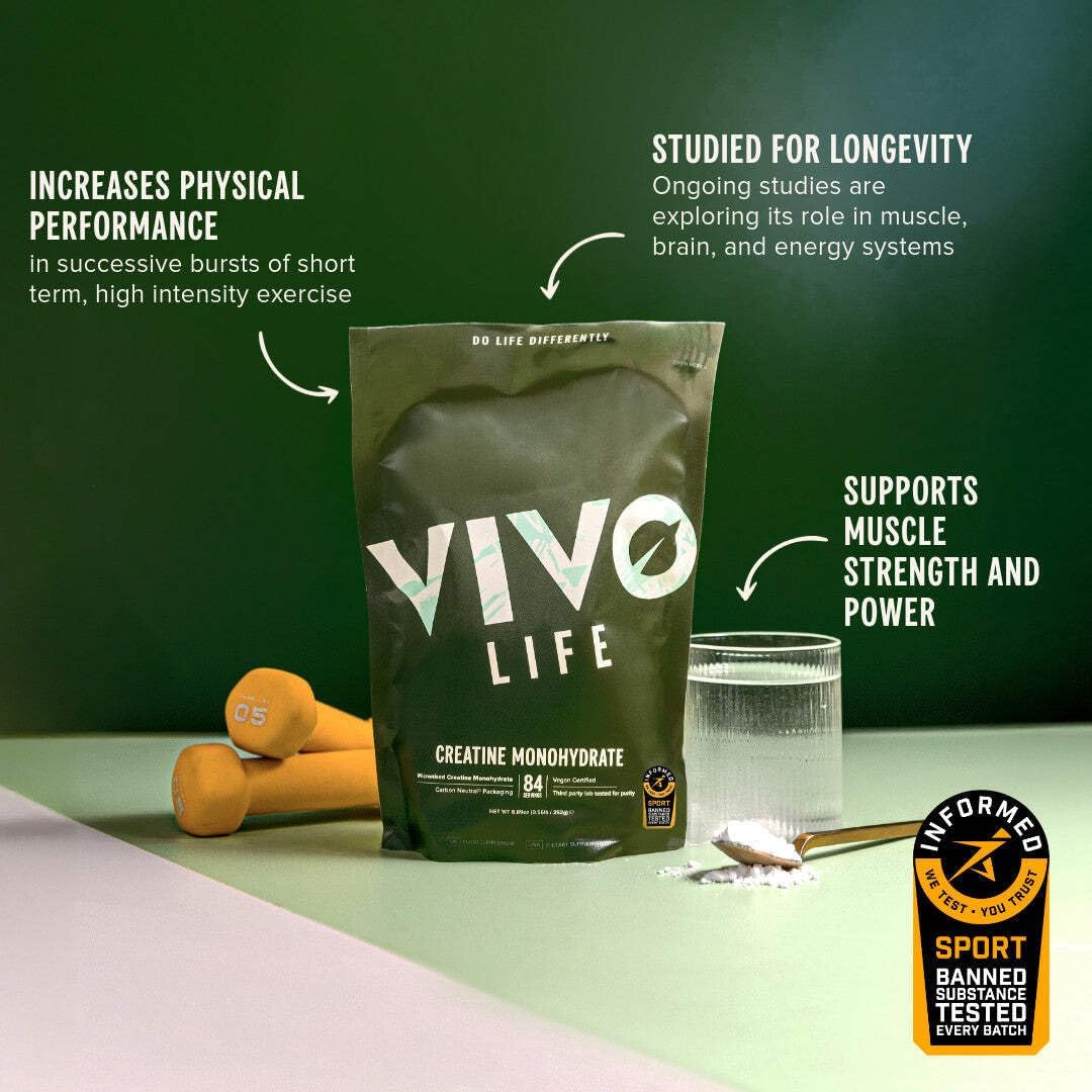 Vivo Life - Creatine Monohydrate Powder Micronised - Vegan, Unflavoured (8.8 oz, 84 Servings)