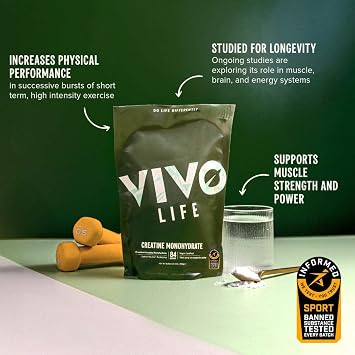 Vivo Life Creatine Monohydrate Powder Micronised (8.8 oz, 84 Servings)