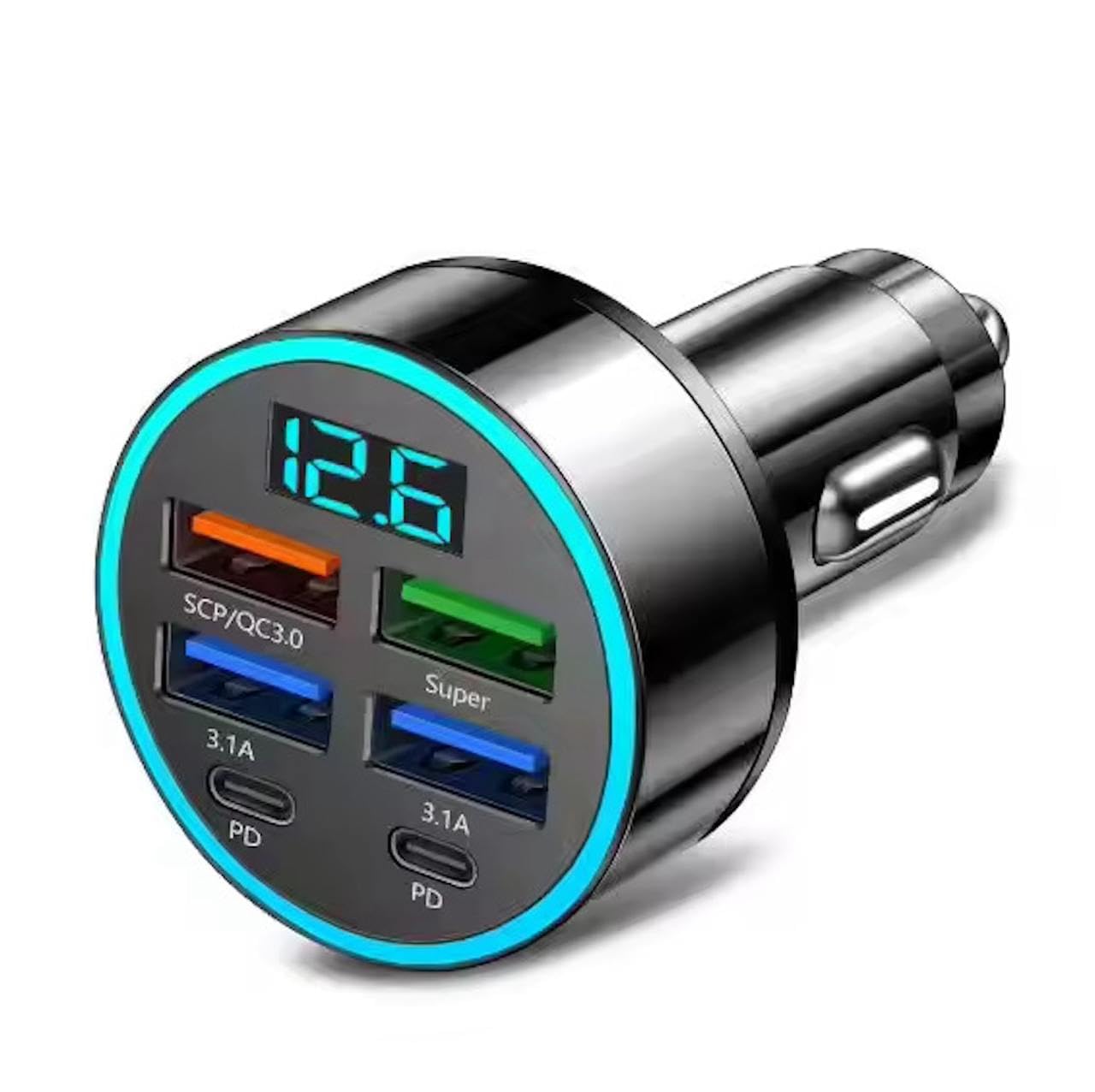 6 in 1 USB C Car Charger Adapter with Voltage Display, 30W PD Fast Charging Cigarette Lighter Splitter, QC3.0 Dual USB Ports, Multi Port Power Adapter for Car, SUV, Truck and Mobile Devices-image-48