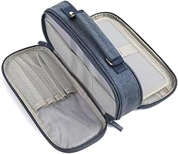 Rhimooay Federmäppchen 5 Fächer Großes Fassungsvermögen Mäppchen federtasche, federmappe Erwachsene für Schule & Büro - Marineblau