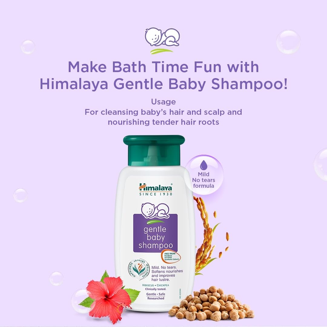 Himalaya Gentle Baby Shampoo 600ml | No Tears formula | Cleanses, softens and nourishes baby's hair (Pack of 2) - Image 6 thumbnail