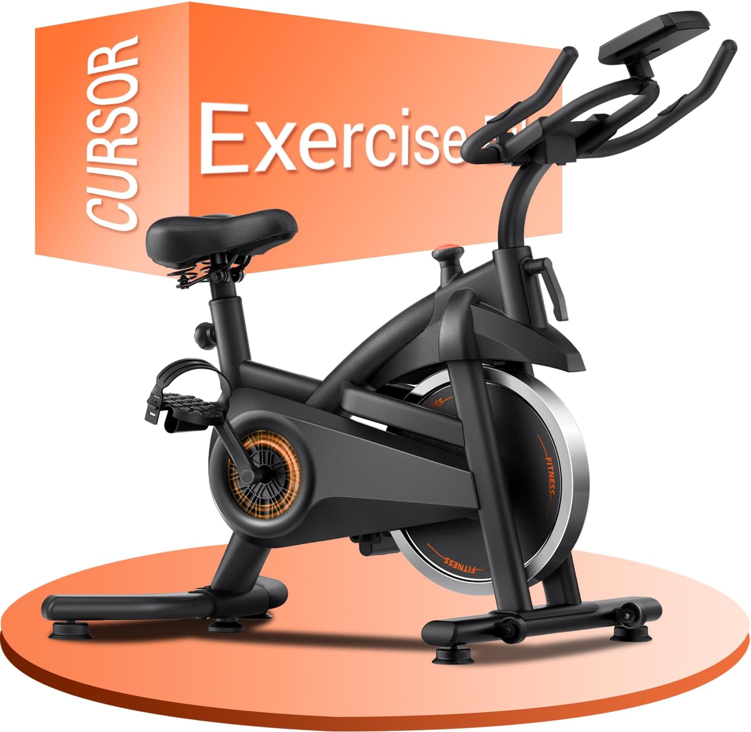 CURSOR FITNESS Exercise Bike, Brake Pad Stationary Bike for Home with Exclusive App, Stationary Bikes for Home with 300 lb Weight, Indoor Cycling Spin Bike Workout Bike with Extra Comfort Seat