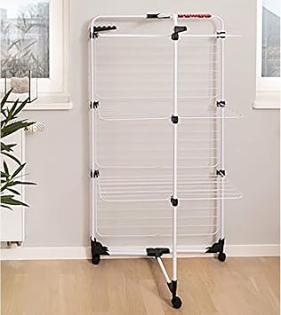 Vileda Mixer Steel Vertical Laundry Hanger, White, 5 x 71 x 127.5 cm