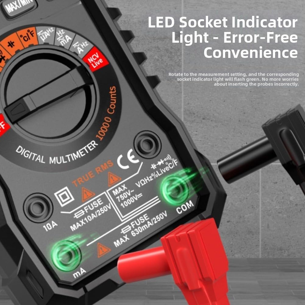 Misuratore di corrente, multimetro digitale, 6000 conteggi, True RMS NCV, tester per batterie, fusibili, auto range, con retroilluminazione (Project 10000)