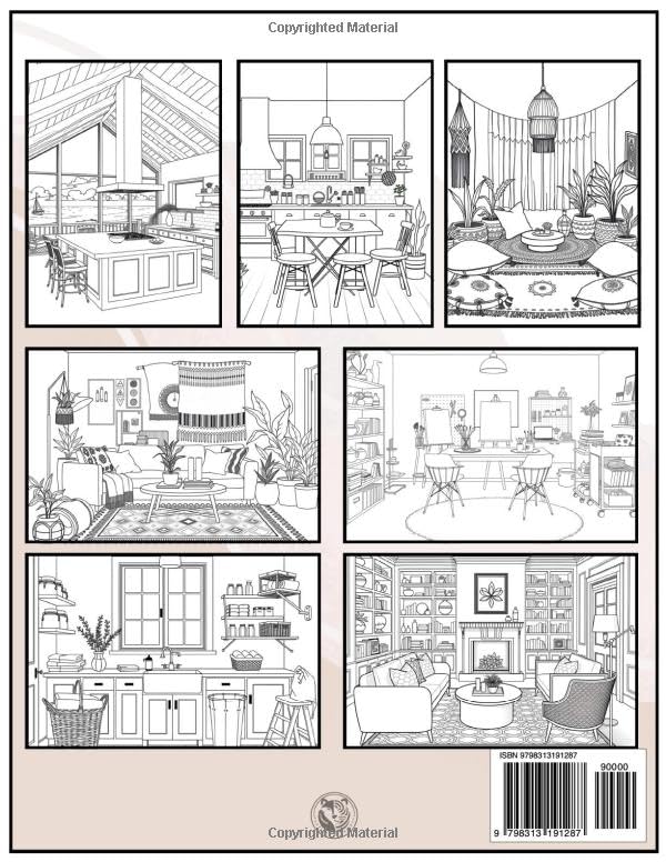 Dream House Coloring Book: Inspirational Interior Design and Home Decor Coloring for Adults, Teens And Aspiring Designers | 25 Unique And Detailed ... Boho Boudoirs and Luxury Living Rooms image 3