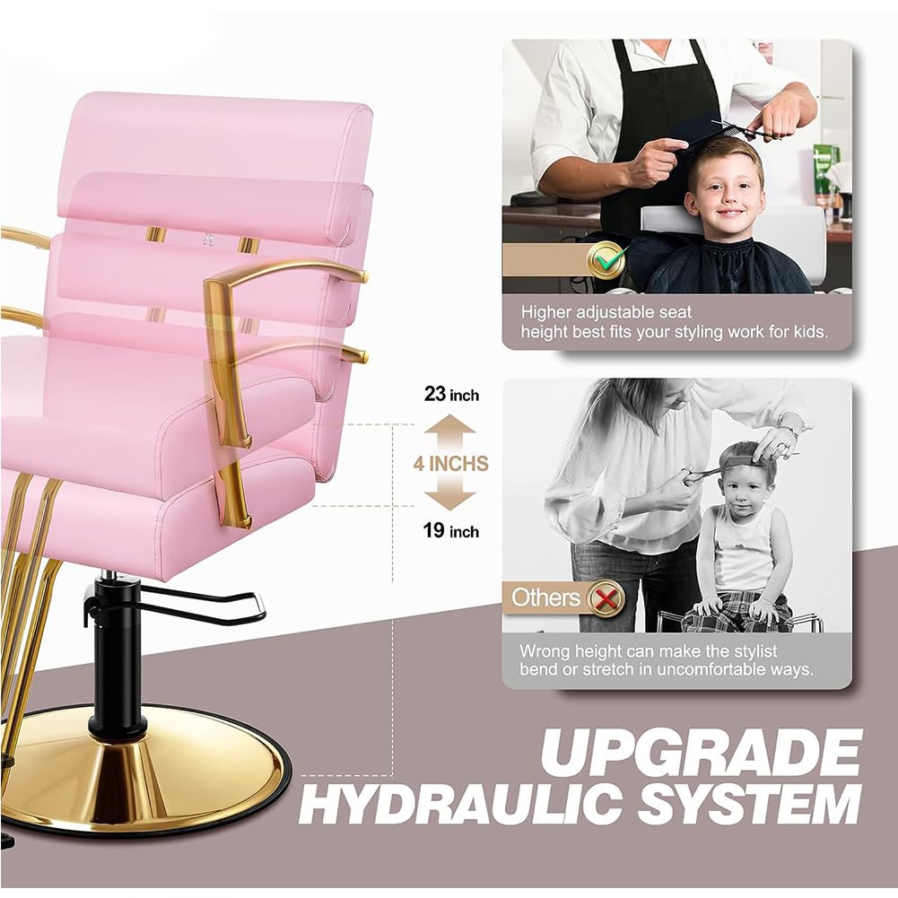Friseurstühle, Schwerlast-Friseurstuhl für Friseure, 360° drehbarer, verstellbarer Salonstuhl mit Hydraulikpumpe, Spa- und Beauty-Ausstattung, professioneller Friseurstuhl für Zuhause – Schw
