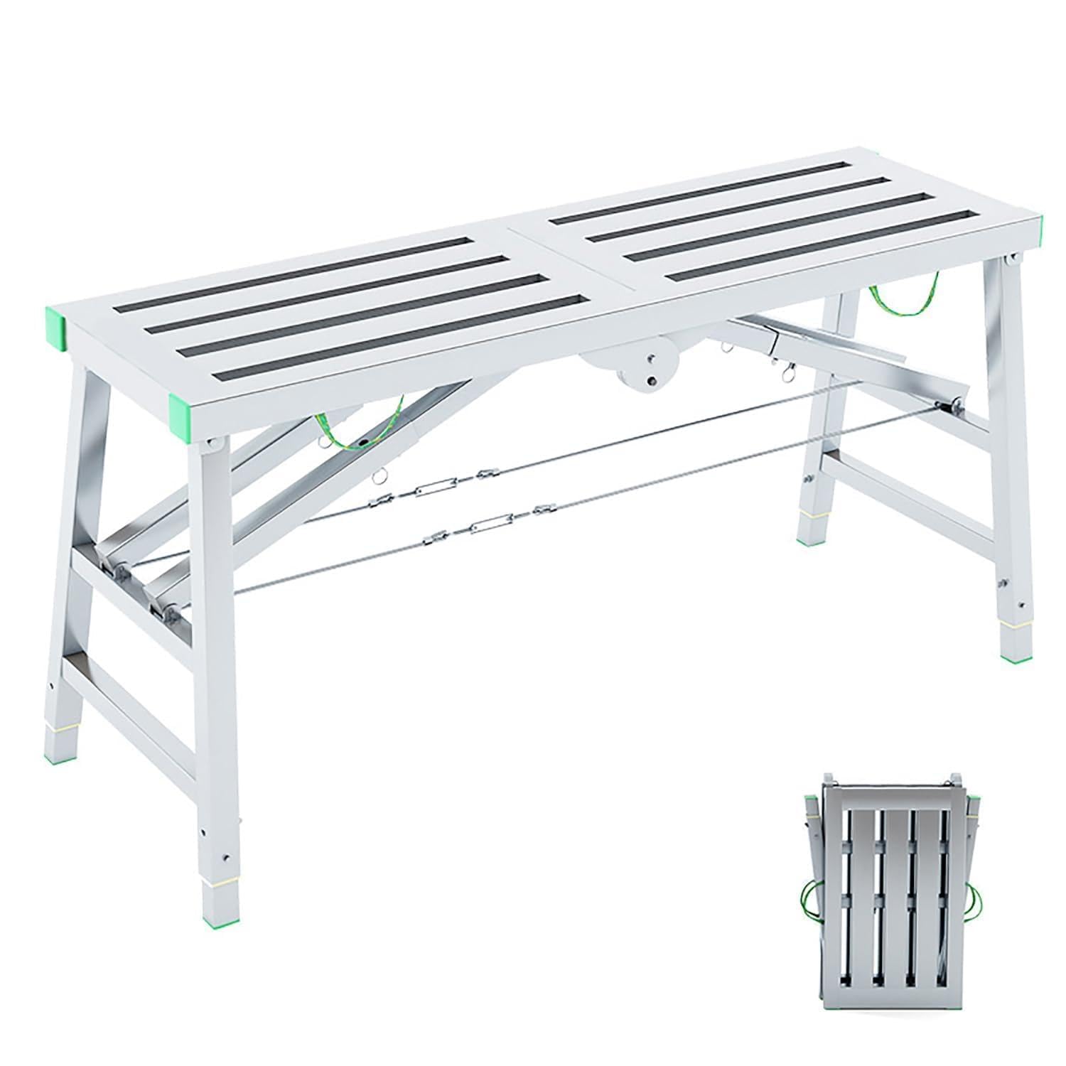 Verstellbare klappbare Arbeitsplattform, tragbares Gerüst, höhenverstellbares verzinktes Gerüst für Deckenreinigung, Malerarbeiten, maximale Belastung 360kg,180x37cm