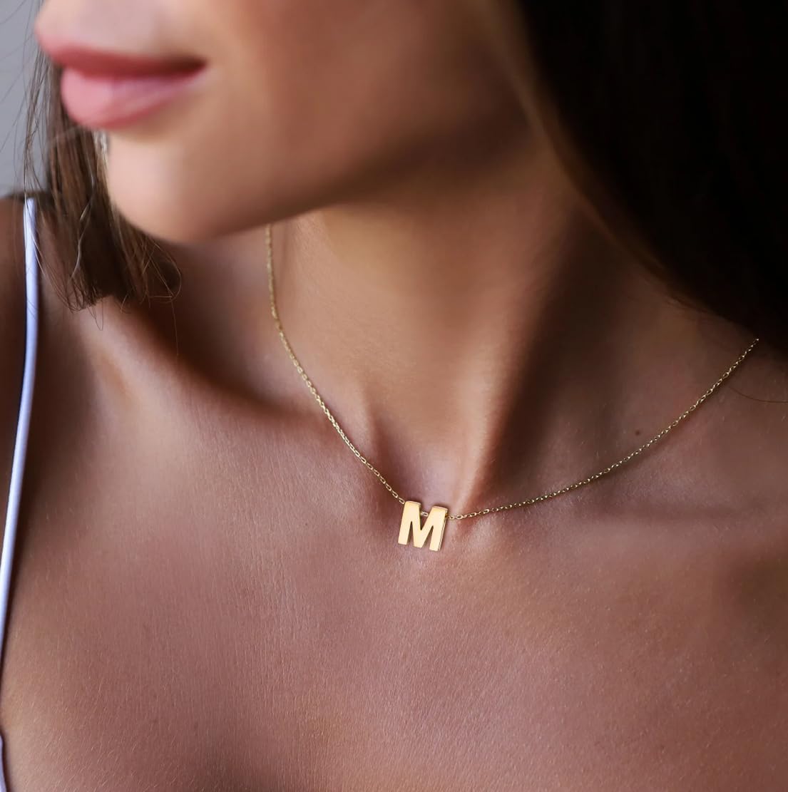 Ovian Gold Initial Necklace for Women, 18K Gold Plated Stainless Steel Small Letters Necklace Delicate Tiny Initial Pendant Personalized Name Necklace Monogram Letter Necklace for Girls - Image 2
