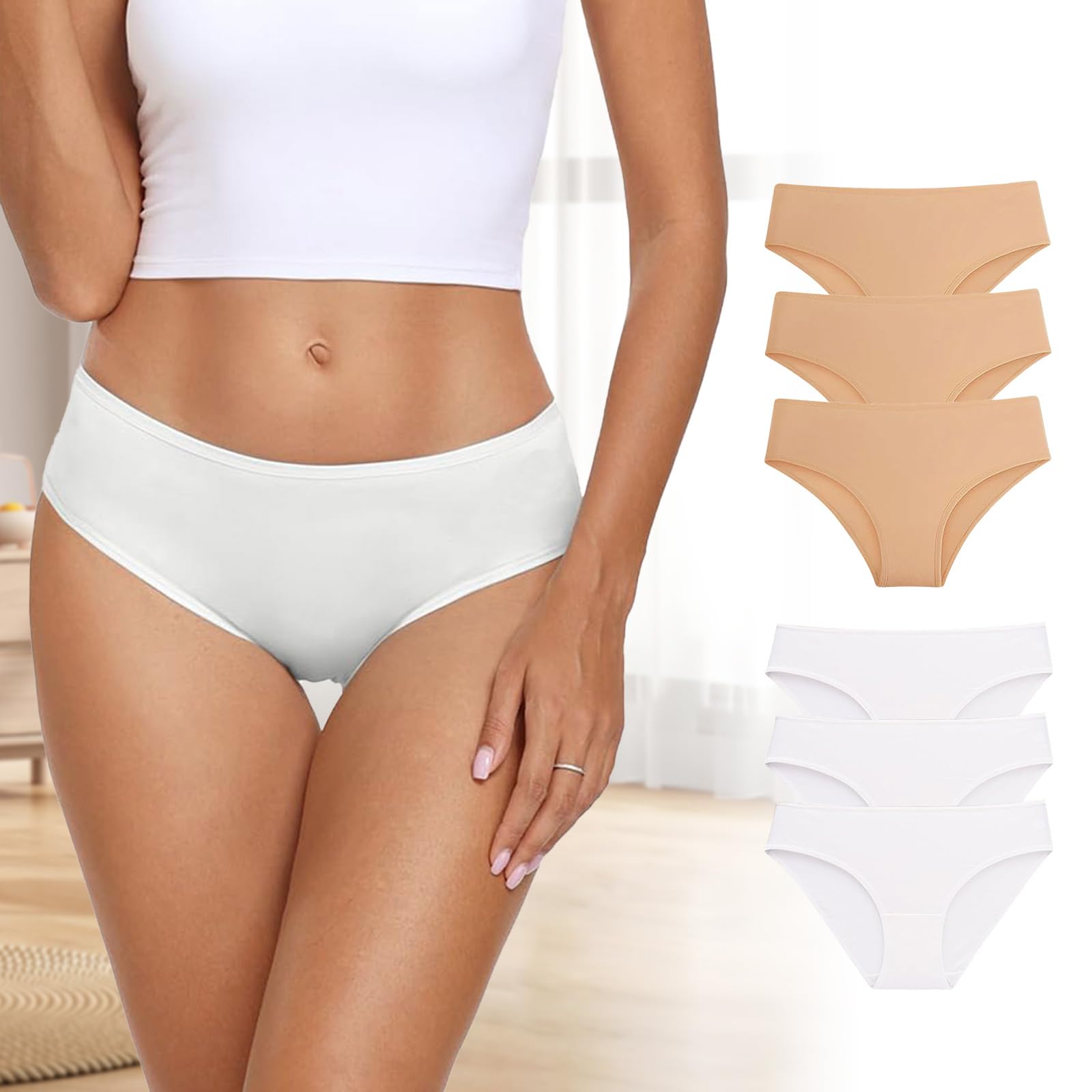 4 Pack Womens Underwear Cotton Hipster Panties Seamless Briefs Soft Stretch Breathable Panties for Everyday Comfort