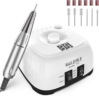 Electric Nail Drill Professional Machine,NAILGIRLS Electric Nail File E-File Nail Drill Kit for Gel Acrylic Nails,Portable 35000RPM Manicure Pedicure Polishing Shape Tools for Home Salon Use