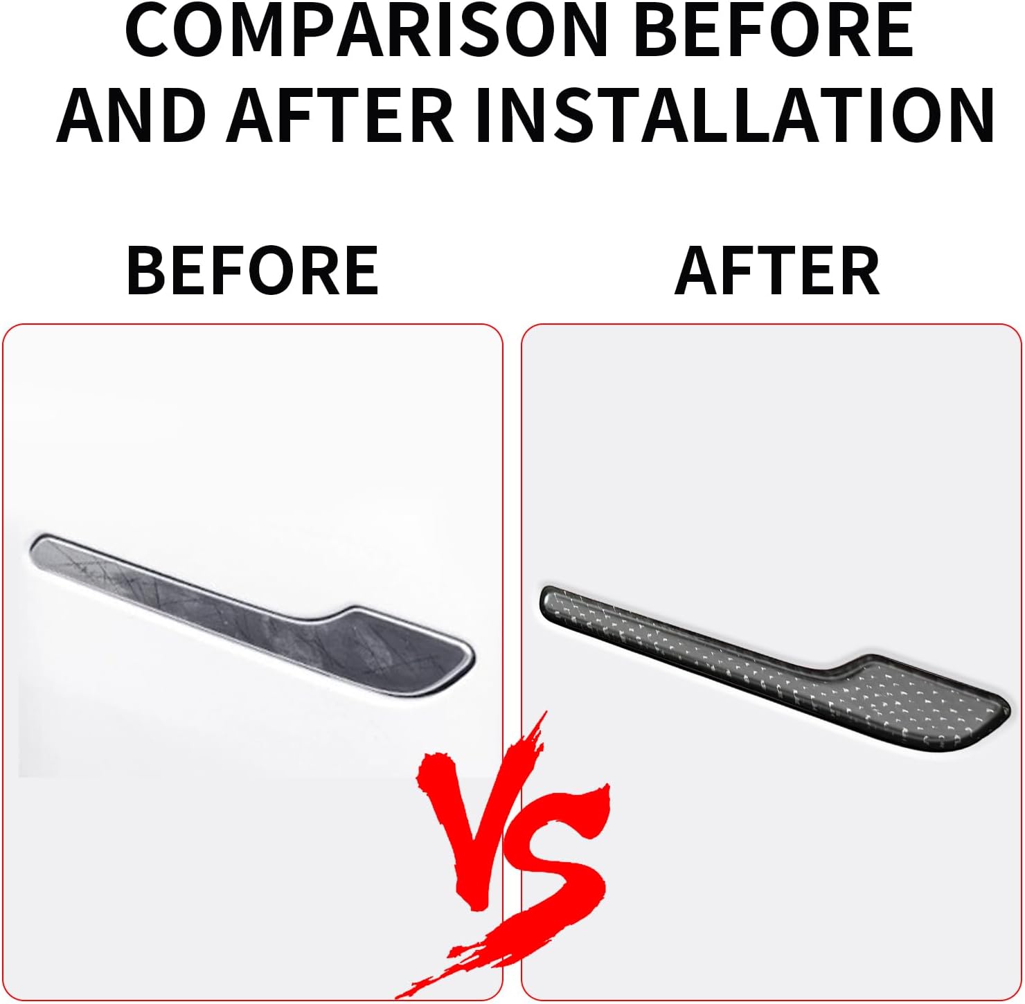 Carbon Fiber Door Handle Cover for Tesla Model 3(2017-2025) Model y(2020-2025),Real Carbon Fiber 3D Sticker Wrap Covers,Tesla Door Handle Protection Accessories (Black)