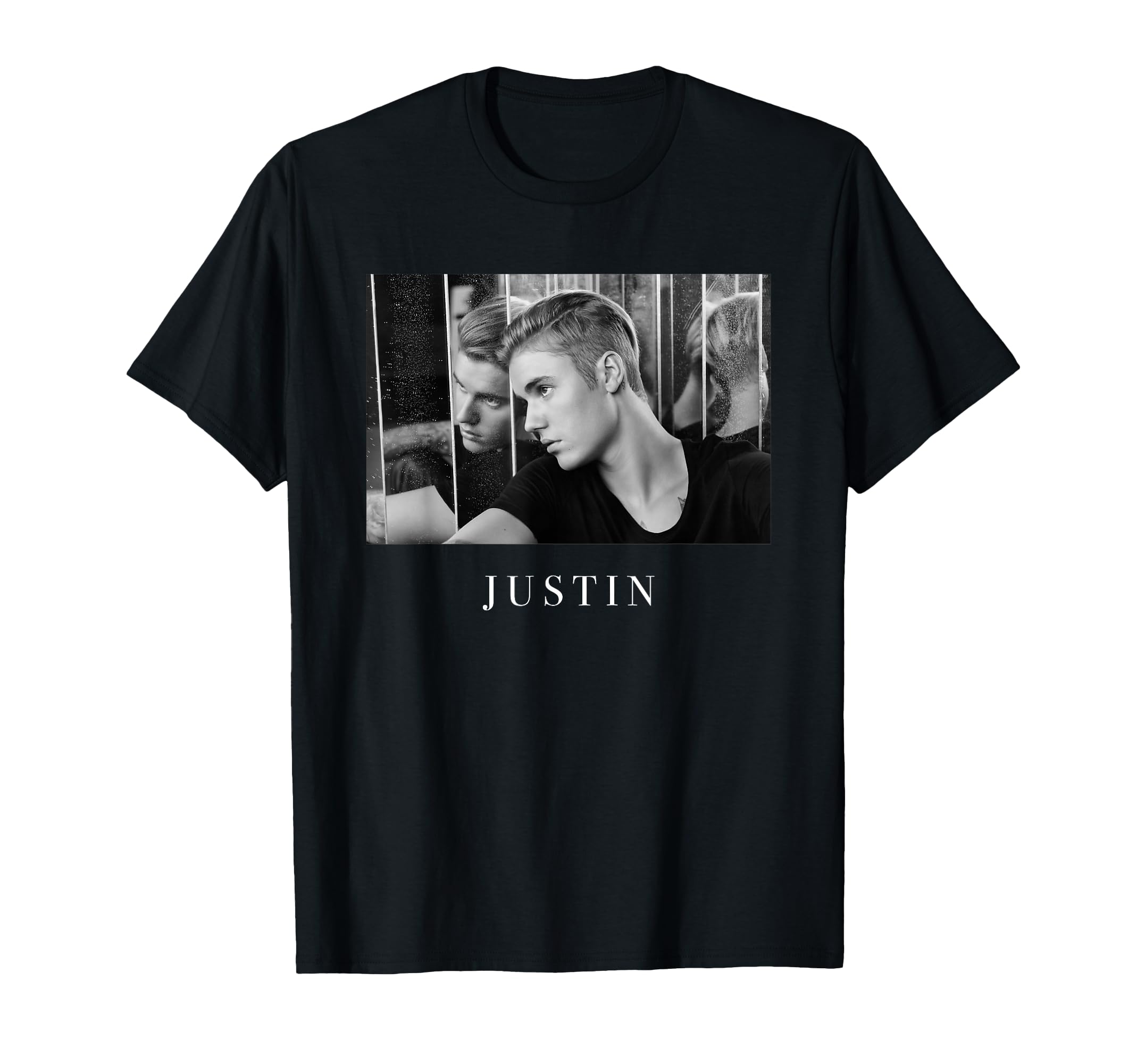 Official Justin Bieber Reflection Photo B&W T-Shirt Small