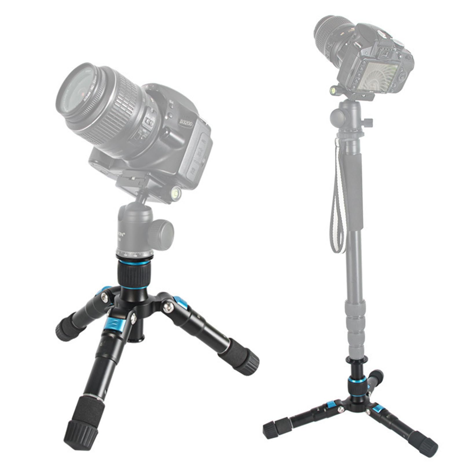 Treppiede da tavolo, monopiede pieghevole, in alluminio, regolabile in altezza, fino a 420 mm, capacità 5 kg per fotocamera DSLR, fotografia telefonica, treppiedi fotocamera DSLR, lega di alluminio