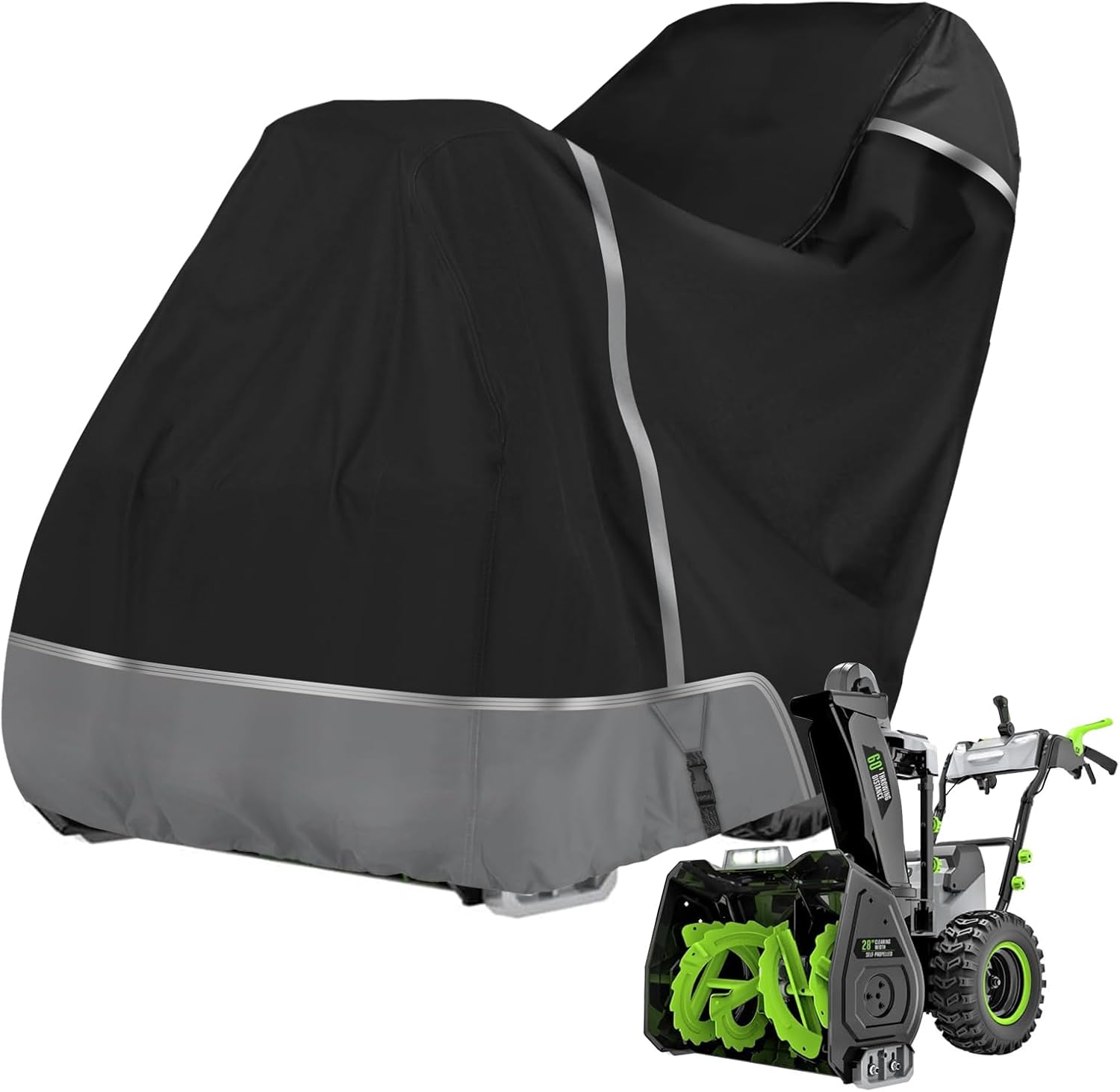 CB004 Snow Blower Cover Compatible with EGO POWER+ 24" 26" 28" 2-Stage Snow Blowers,420D Oxford Outdoor Snow Thrower Cover Sun Dust Water Resistant with Elastic Cord & Storage Bag