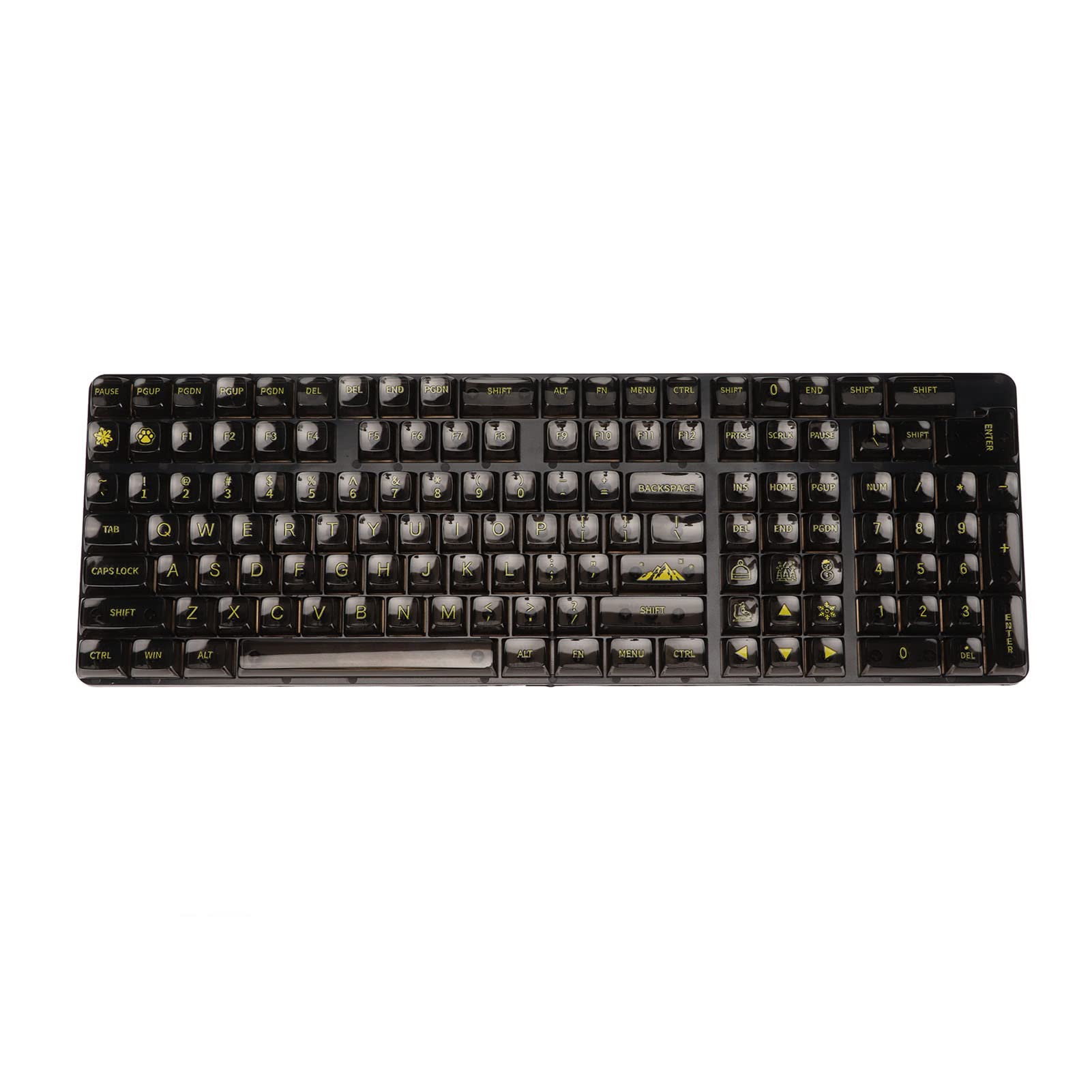 Set Di KeyCap 132 Tasti Ad Alto PC Trasparente CBSA Heigh Ergonomiche Per Tastiera Meccanica Con Lettere Gialle Trasparenti Nere Ideale Per Personalizzazione Della Tastiera