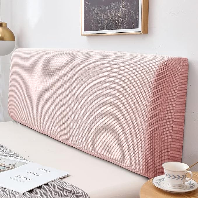 1 piece soft and elastic plush fabric all inclusive detachable water washed bedside dust cover for bedroom decoration bedside protective cover 2m long (pink)