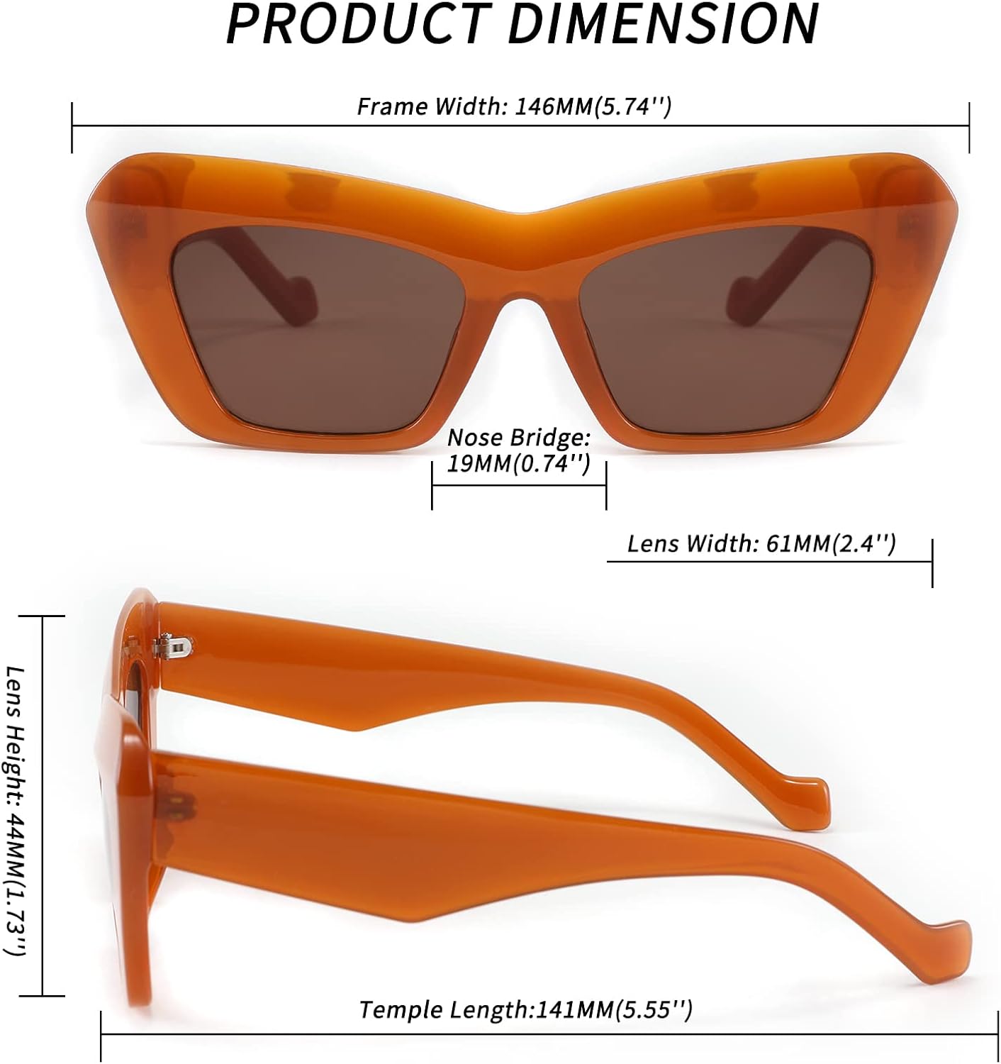 FEISEDY Women Men Retro Vintage Cat Eye Square 90s Sunglasses Jelly Colored Classic 70s Eyewear B2902 - Image 7