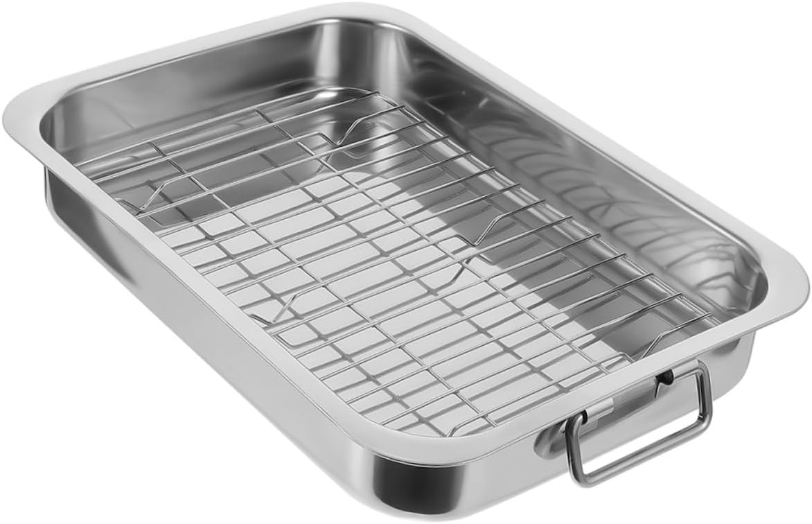 1set Stainless Steel Baking Tray Rack Practical Ovenware for Baking Desserts and Barbecues Versatile Kitchen Tray for Serving and