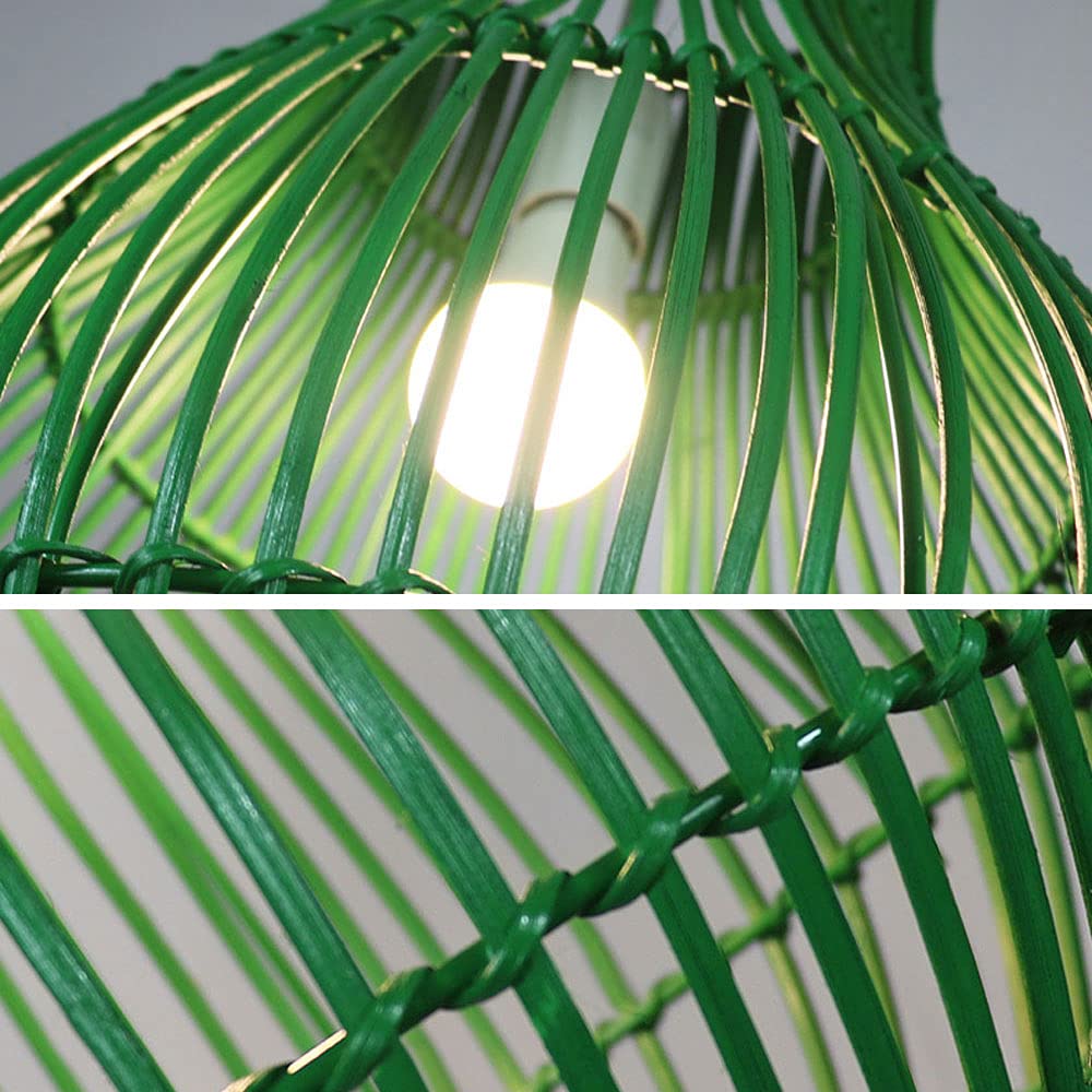 Restaurante nórdico Lámpara Colgante Personalidad Creativa Tejido a Mano Ratán Lámparas de luz Colgantes Sala de Estar Simple Casa de Familia Iluminación de Techo de ratán,Verde