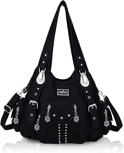 Angel Kiss Monederos para mujer de piel sintética suave, bolsos grandes tipo hobo para mujer, bolso de hombro