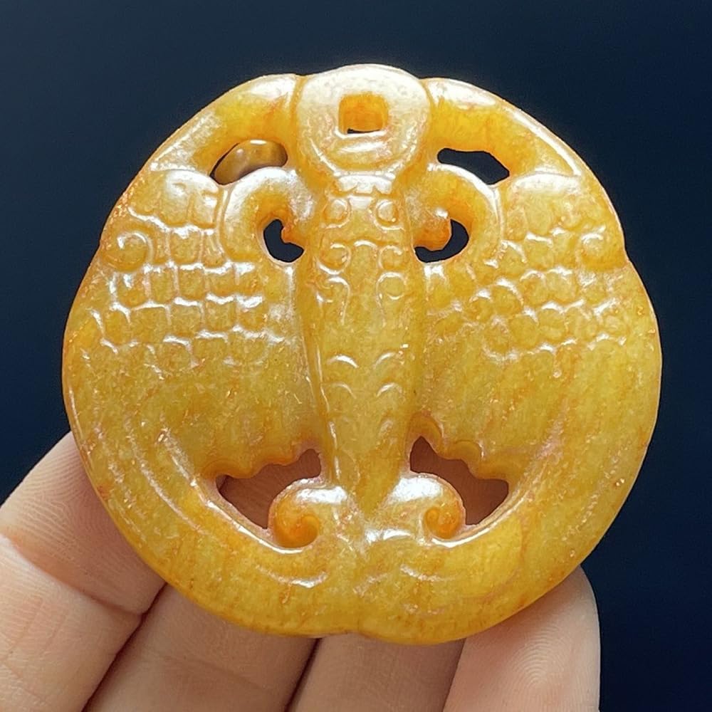 Collection - Adornos colgantes de piedra de jade envejecida, objetos antiguos, mariposa, 4 unidades