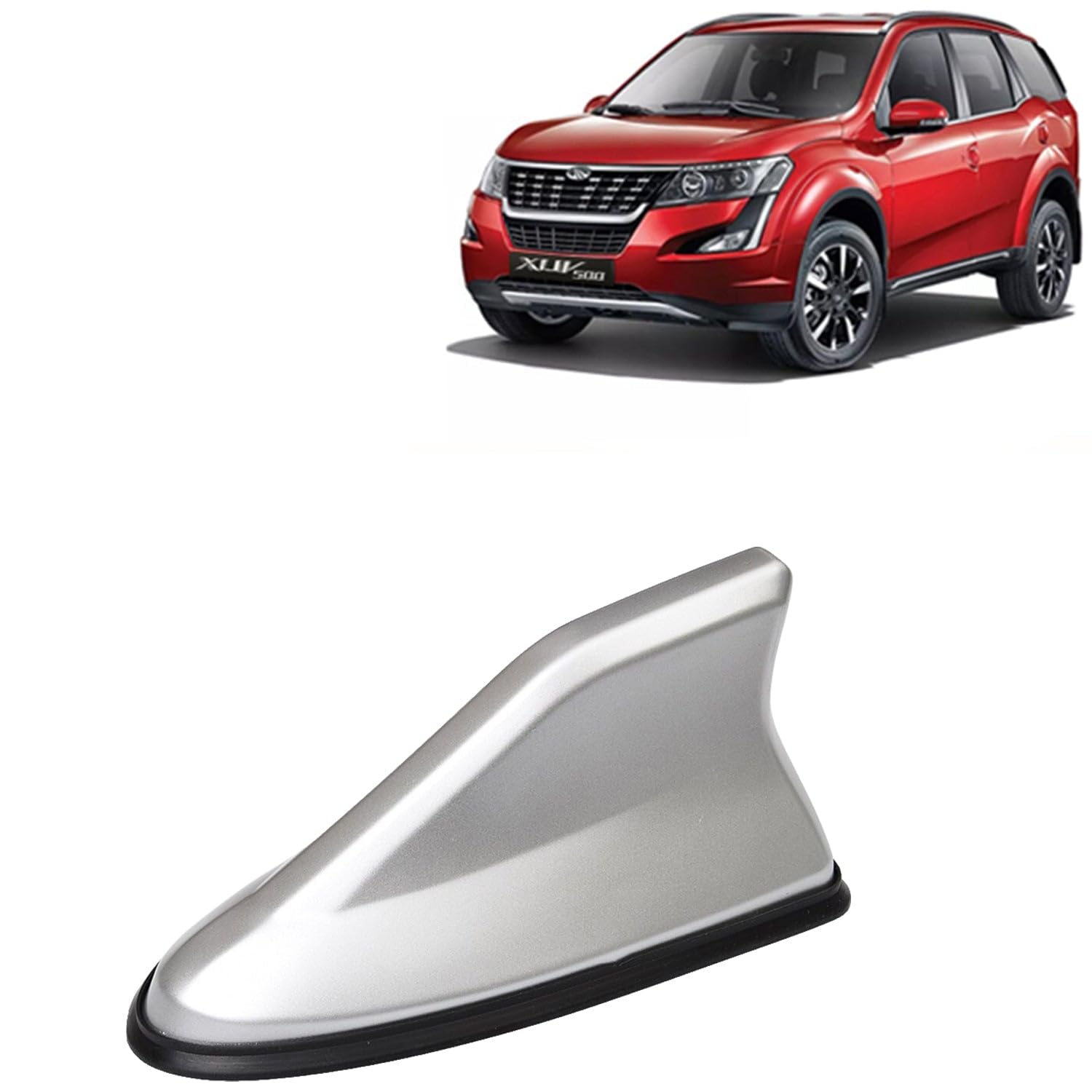KINGSWAY® Shark Fin Car Antenna Compatible with Mahindra XUV 500 (Year 2018-2021), Universal Size Car Radio FM AM, Waterproof ABS Body, Easy Replacement, 1 Piece, Silver Color