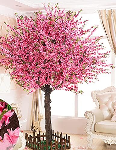 Vicwin-One Gorgeous Artificial Cherry Blossom Trees Pink Fake Sakura Flower Indoor Outdoor Home Office (5FT Tall/1.5M)