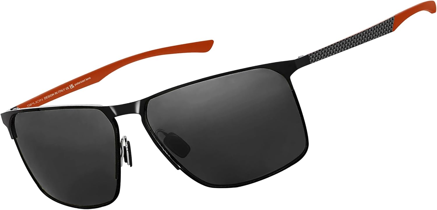 SIPLION Polarized Sunglasses for Men for Driving, UV Protection Carbon Fiber Frame Lightweight 2.0 Lenses for Fishing