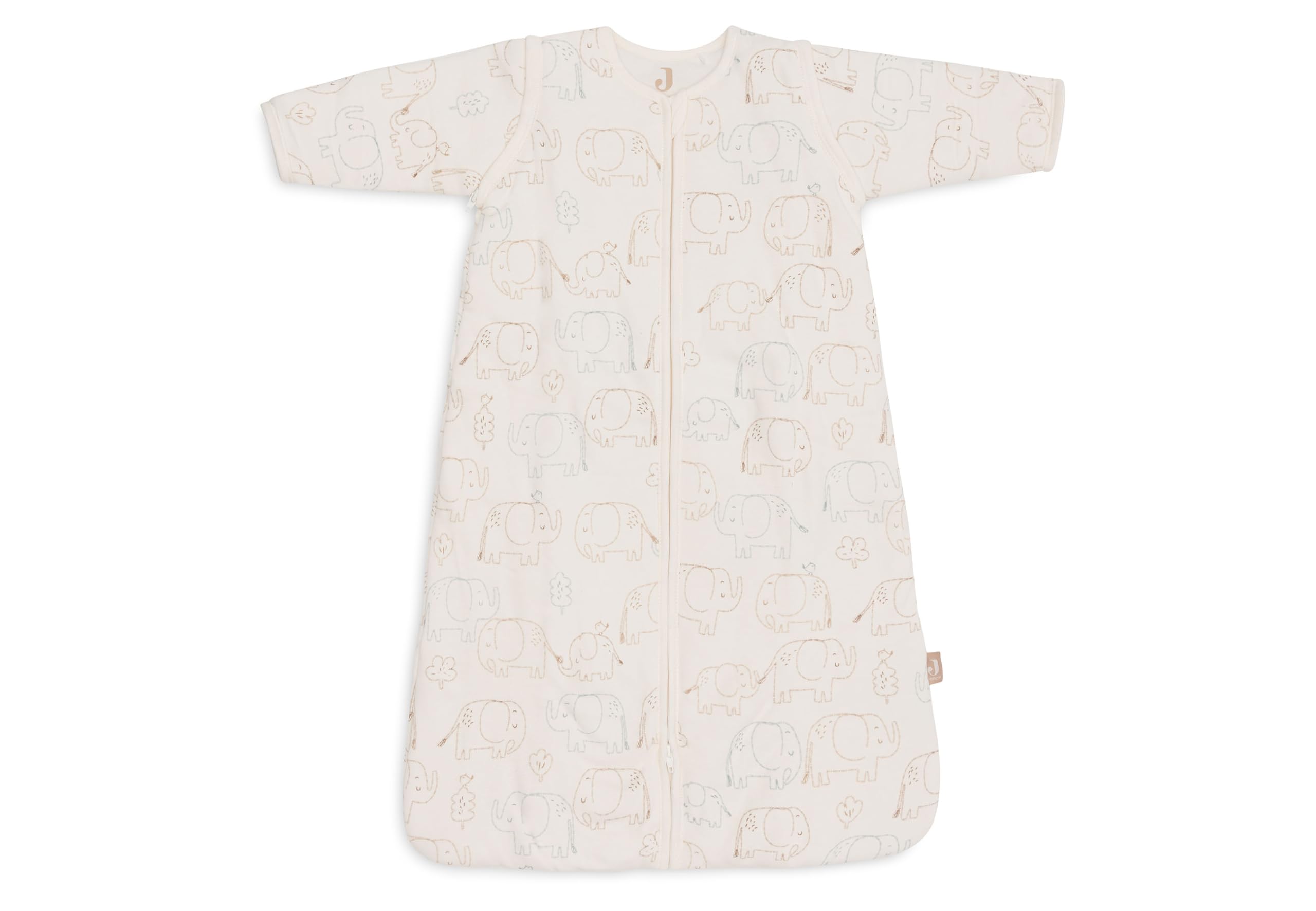 Jollein Schlafsack Baby - 110 cm - Elephant Tales - Baumwolle - 2.5 bis 3.5 TOG - Abnehmbare Ärmel - Oeko-TEX Zertifiziert - Baby Schlafsack - Winterschlafsack - Auch für Frühling & Herbst