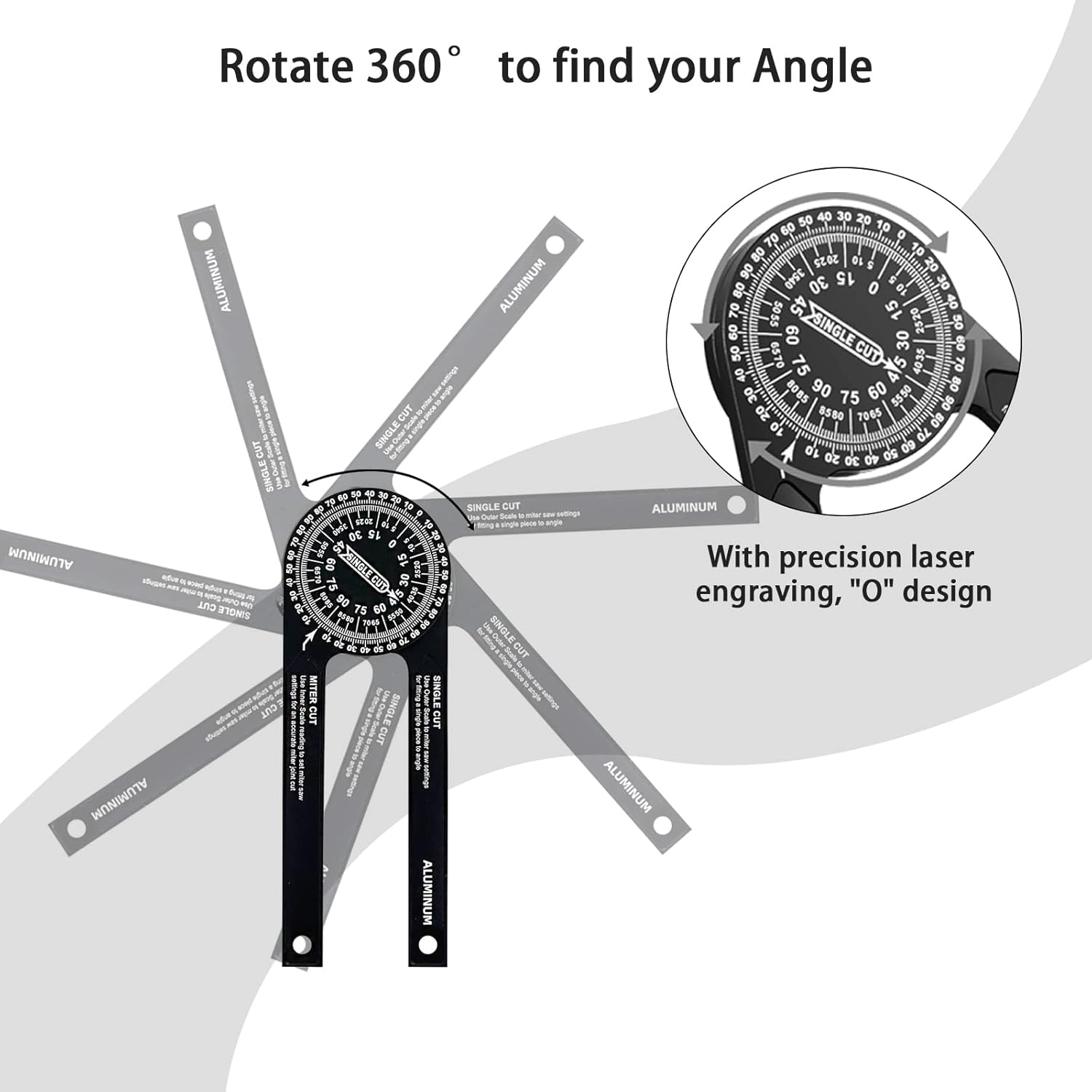 Houdao 7 Inch Miter Saw Protractor Angle Finder Tool Aluminum Metal
