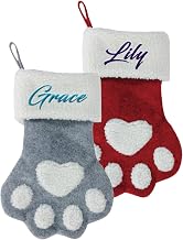 Personalised Christmas Stocking for Dog Cat, Embroidered with the Name of the Pet, Large Size Fireplace Christmas Socks, as Party Decorations, Christmas Gifts, Red