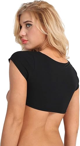 Miniatura 2 de FEESHOW Camisetas de algodón de manga corta con cuello redondo para mujer