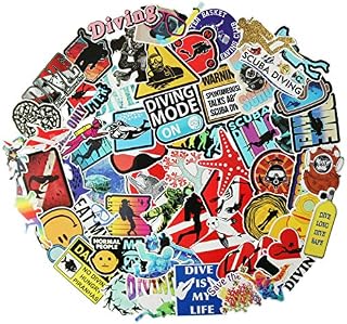 60Pcs Ocean Life Diving Adventure Decal Stickers for Laptop and Water Bottles,Waterproof Durable
