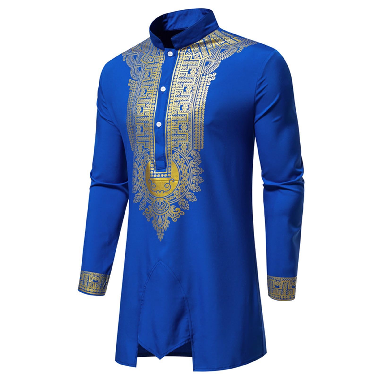 Ankara Chemise et pantalon à manches longues pour homme Tenue africaine 2 pièces Costume traditionnel africain Dashiki africain Tenue homme africaine Dashiki à manches longues avec imprimé