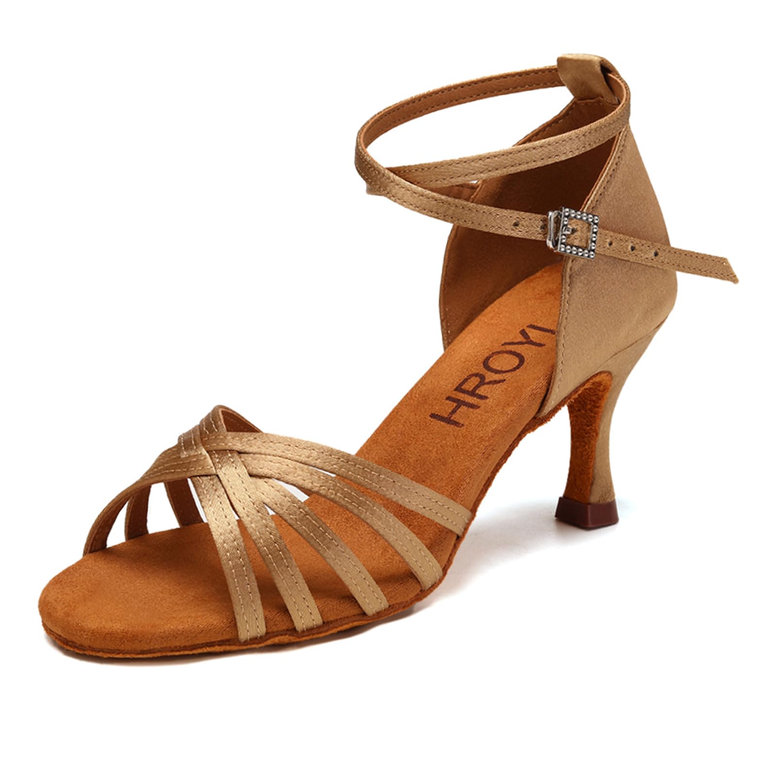 HROYL Zapatos de Baile/Zapatos Latinos de Satén Mujeres ES213