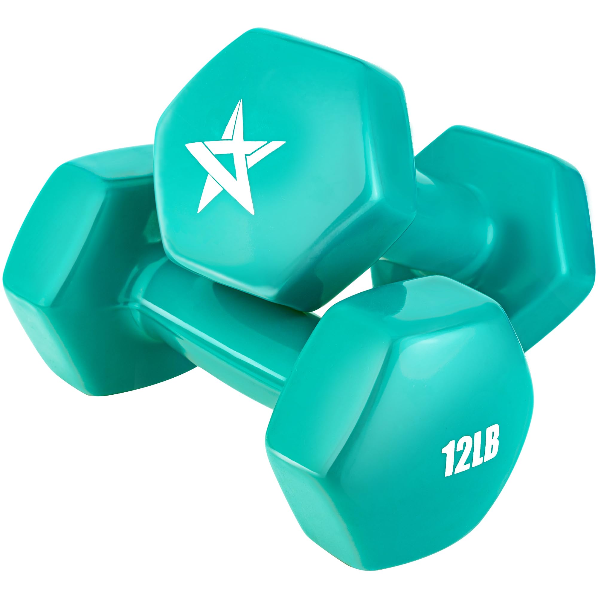 Yes4All Vinyl Hexagon Dumbbell - Dumbbells Set of 2 Hand Weights for Home Gym & Strength Training (2-15 lbs Weight Options)