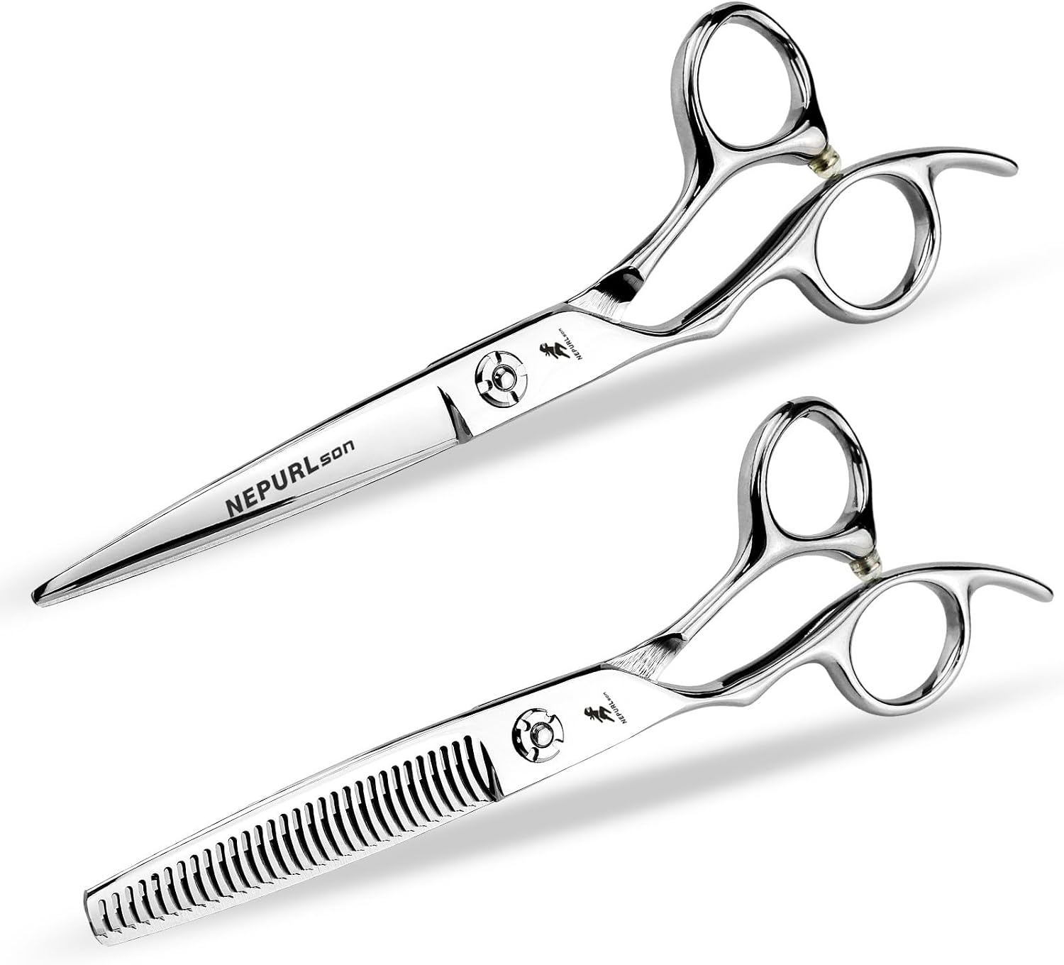 6" Professional Left Handed Hair Cutting Scissors Barber Thinning Shears for Hairdressing, 440C Stainless Steel, Silver