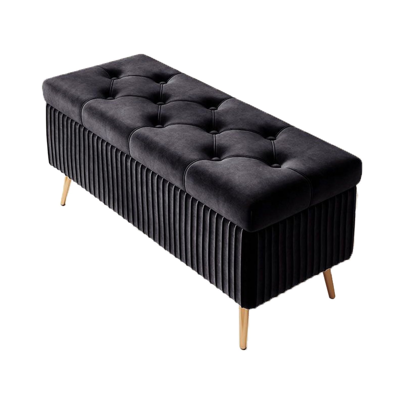 Banc ottoman de rangement en velours pour bout de lit et salon moderne