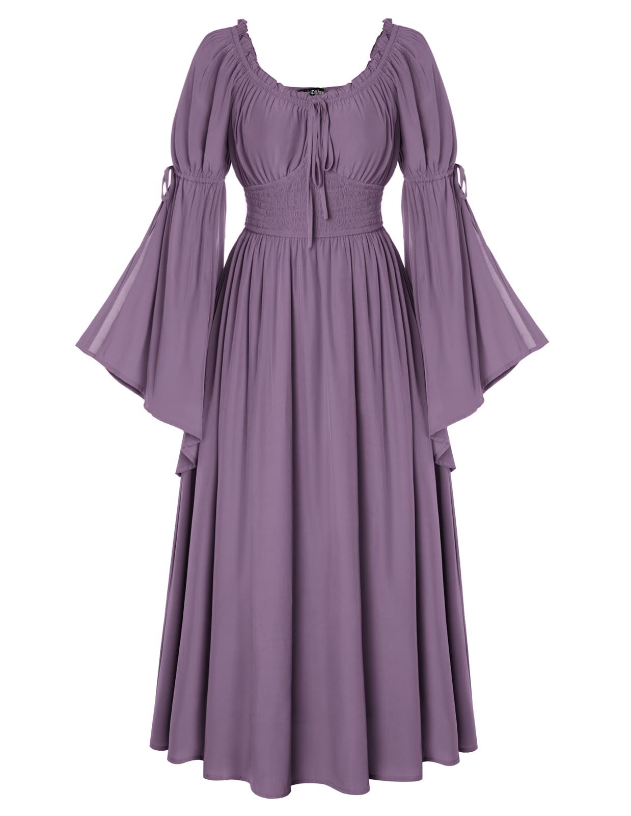 SCARLET DARKNESS Damen Renaissance Kleid Mittelalter Bauernkleid Schulterfrei Lange Glockenärmel Kleider