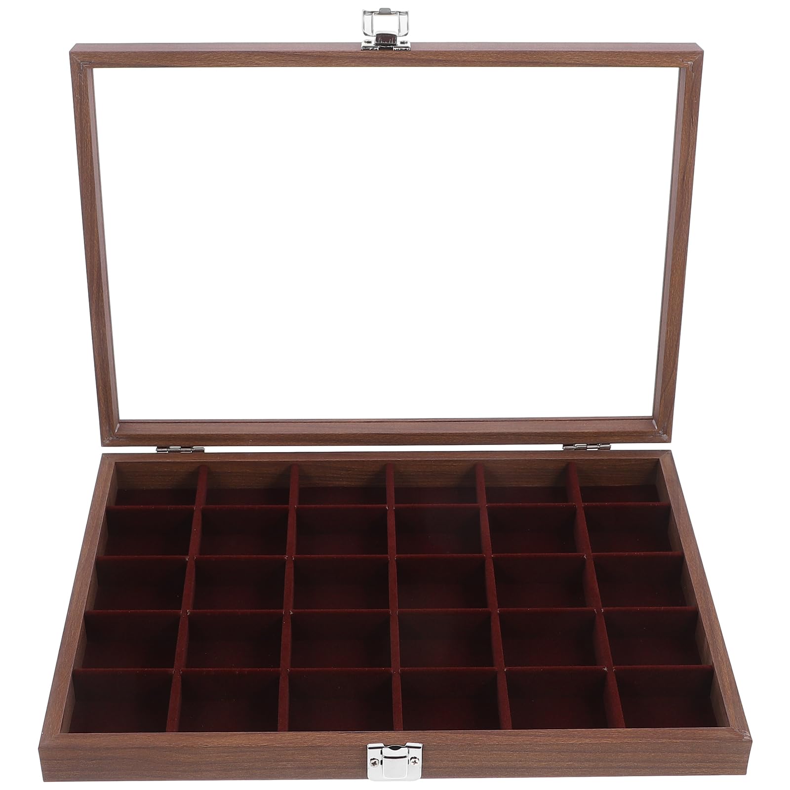 UKCOCO Boîte à Sachets De Thé En Bois à 30 Compartiments 26 x 19,5 x 6 Cm Bois Noyer Résistance Solide Rangement Thé Maison La Cuisine Compacte