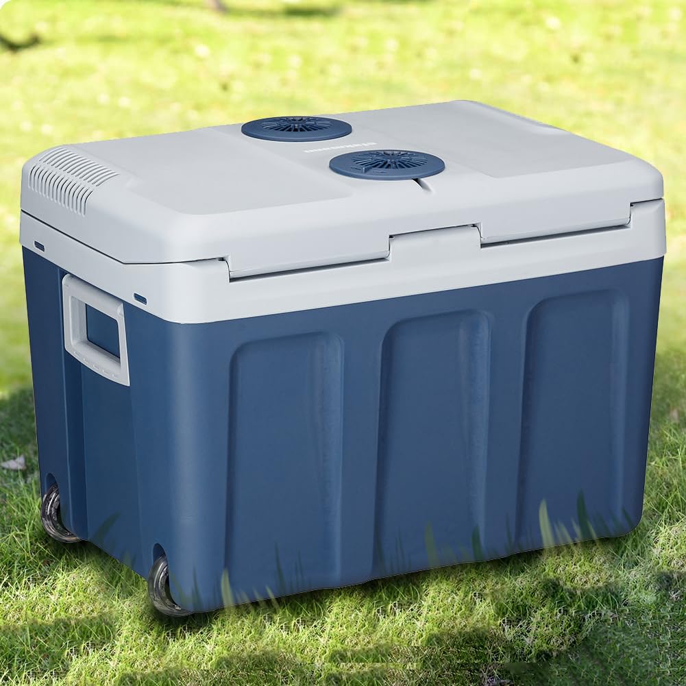 Tragbarer Elektro-Kühlschrank für das Auto, 40 Liter, Mini-Kühlschrank mit ergonomischem Griff, Stecker mit 230 V und 12 V, Kalt- und Warmmodus für LKW, Auto, Boot, Camping, Wohnmobil