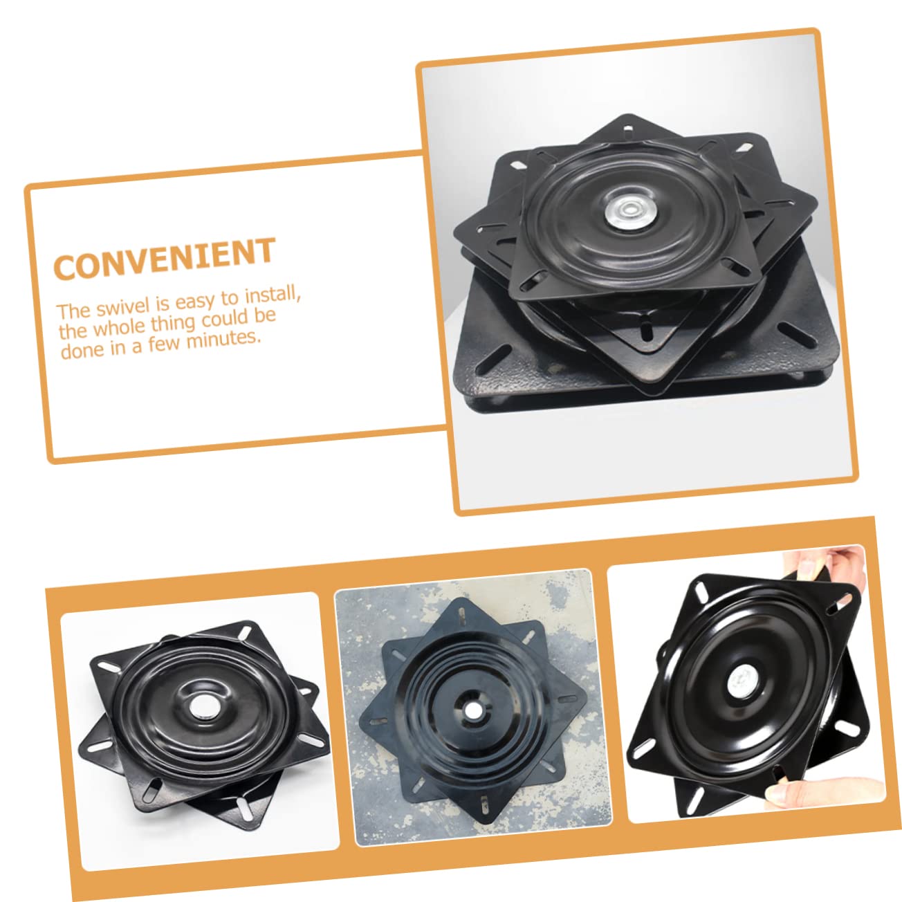 Plateau Tournant 20 Cm pour Meuble en Métal Robuste, Mécanisme Pivotant 360° Roulement Intégré, Adapté pour Fauteuils, Sièges de Bateau et Tabourets de Bar, Remplacement Pratique