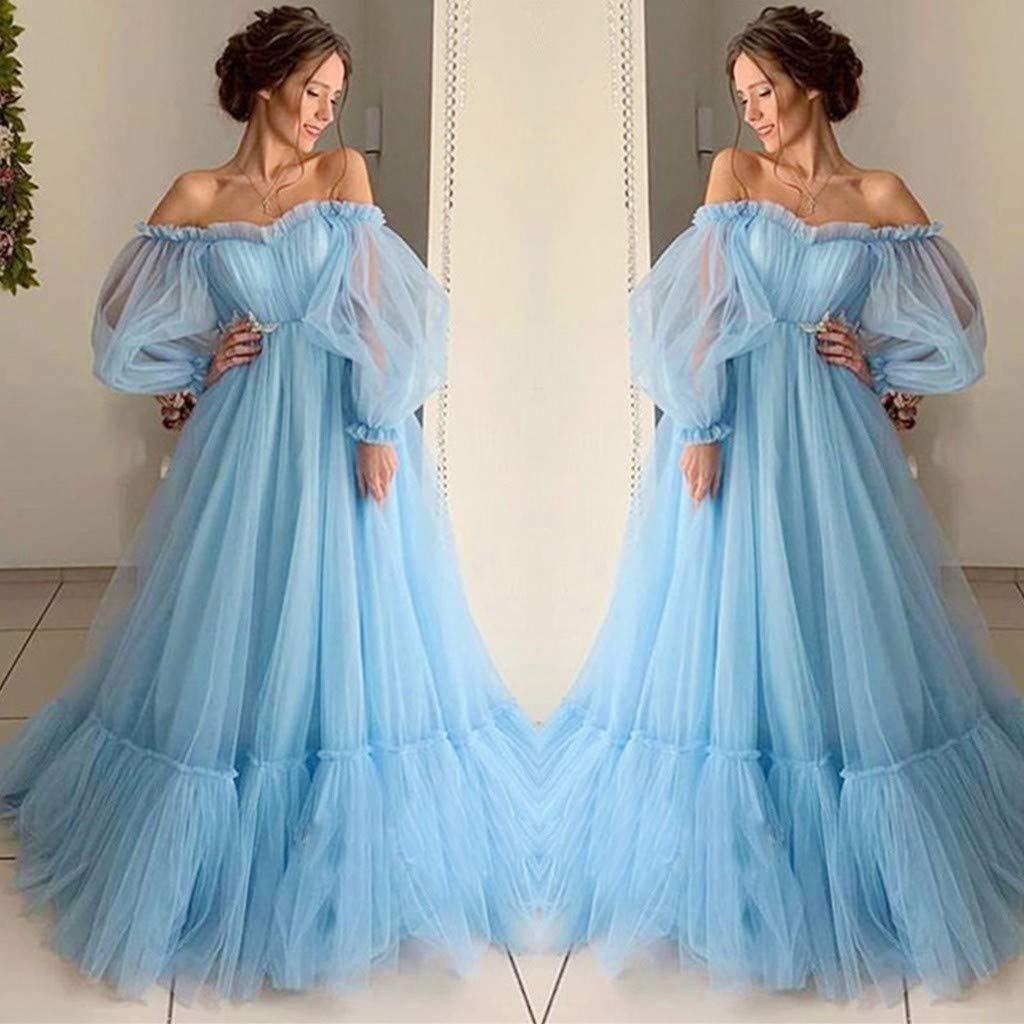 Vestido de noche para mujer, festivo, largo, elegante, para bodas, invitadas de boda, vestido de noche de gasa, línea A, cuello en V, vestido de fiesta, vestido de fiesta, largo hasta el suelo, A34