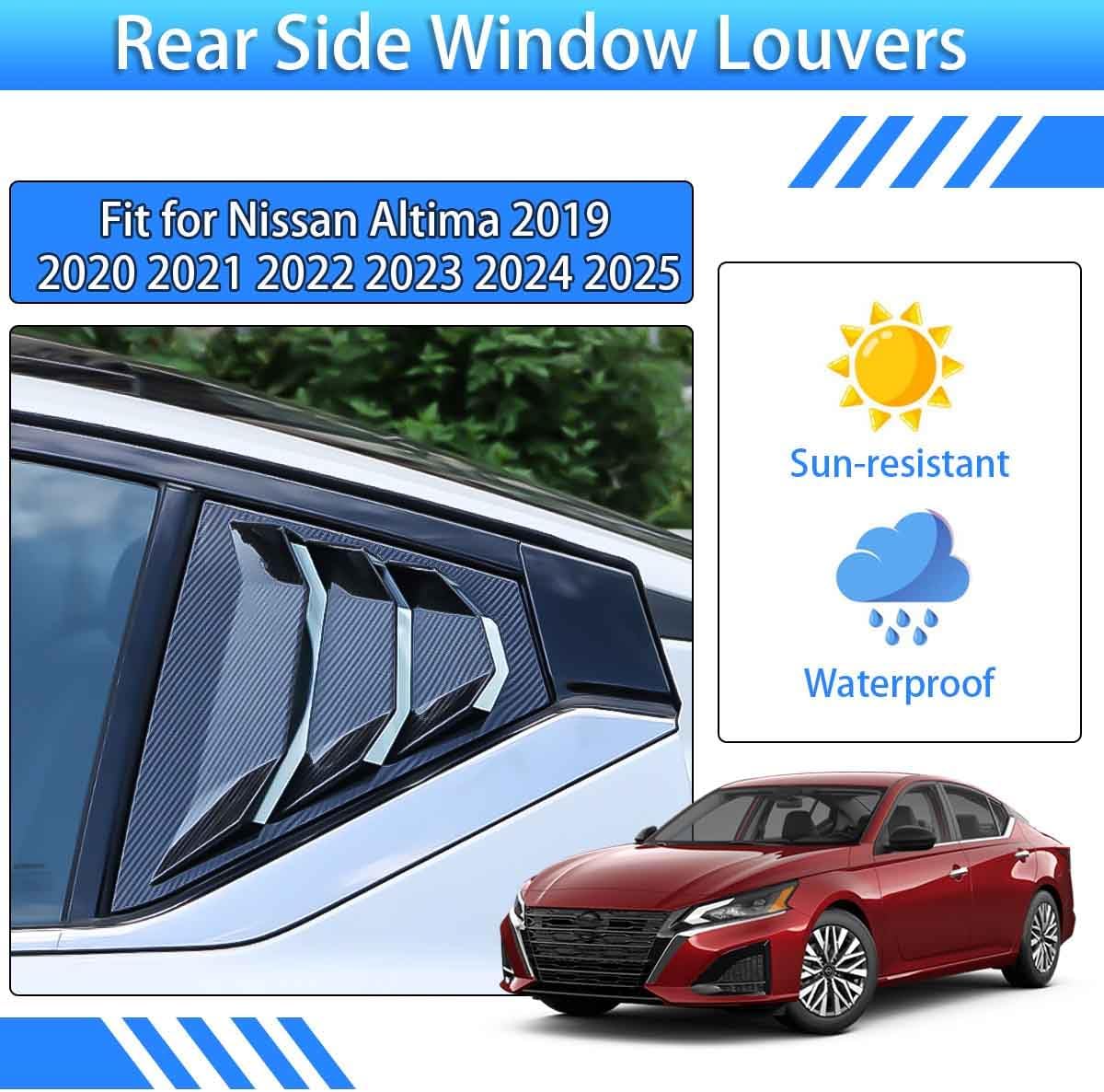 for Nissan Altima 2019 2020 2021 2022 2023 2024 2025 Window Louvers Front Side Window Louvers Air Vent Scoop Shades Cover Blinds Trim Exterior Accessories 2PCS(Carbon Fiber)